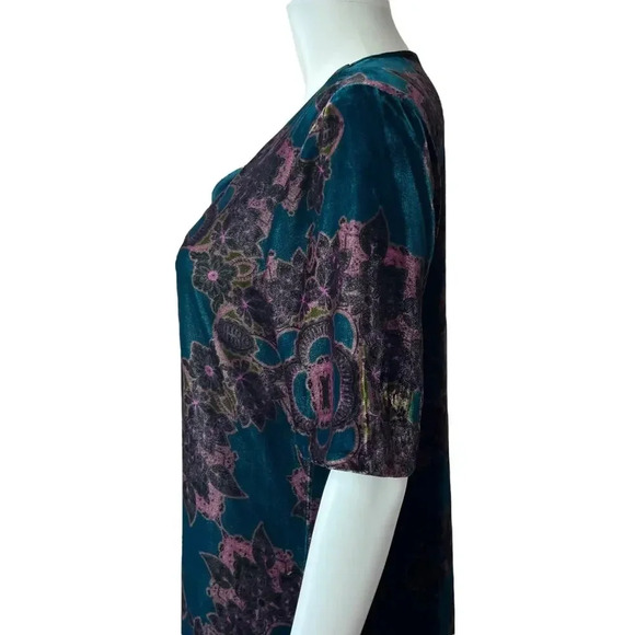 Sundance Nomi Teal Floral Velvet Mini Dress Small - Picture 5 of 8